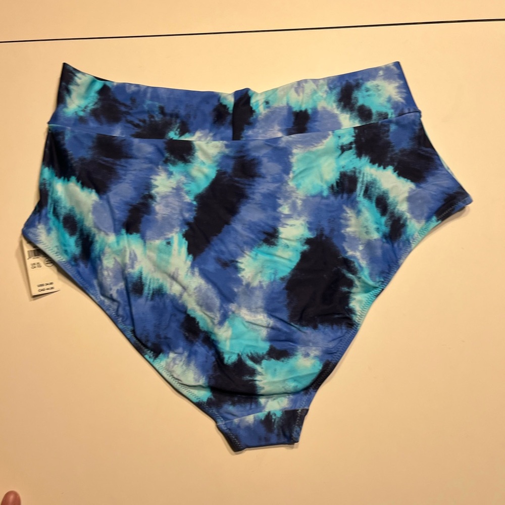 Aerie XL NWT swim suit bikini bottom blue black tie dye - Picture 3 of 7